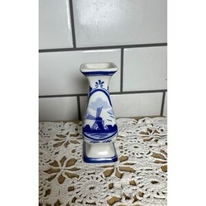 Vintage Delft Blue Handpainted Holland Windmill Bud Vase Ceramic  4.25 Inch
